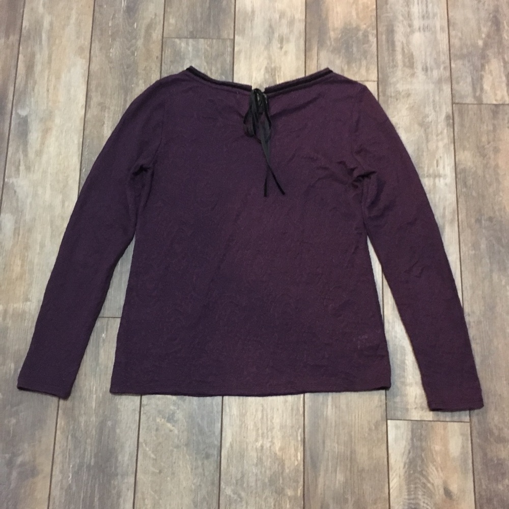 LOFT lace tie back purple top medium - Picture 5 of 6